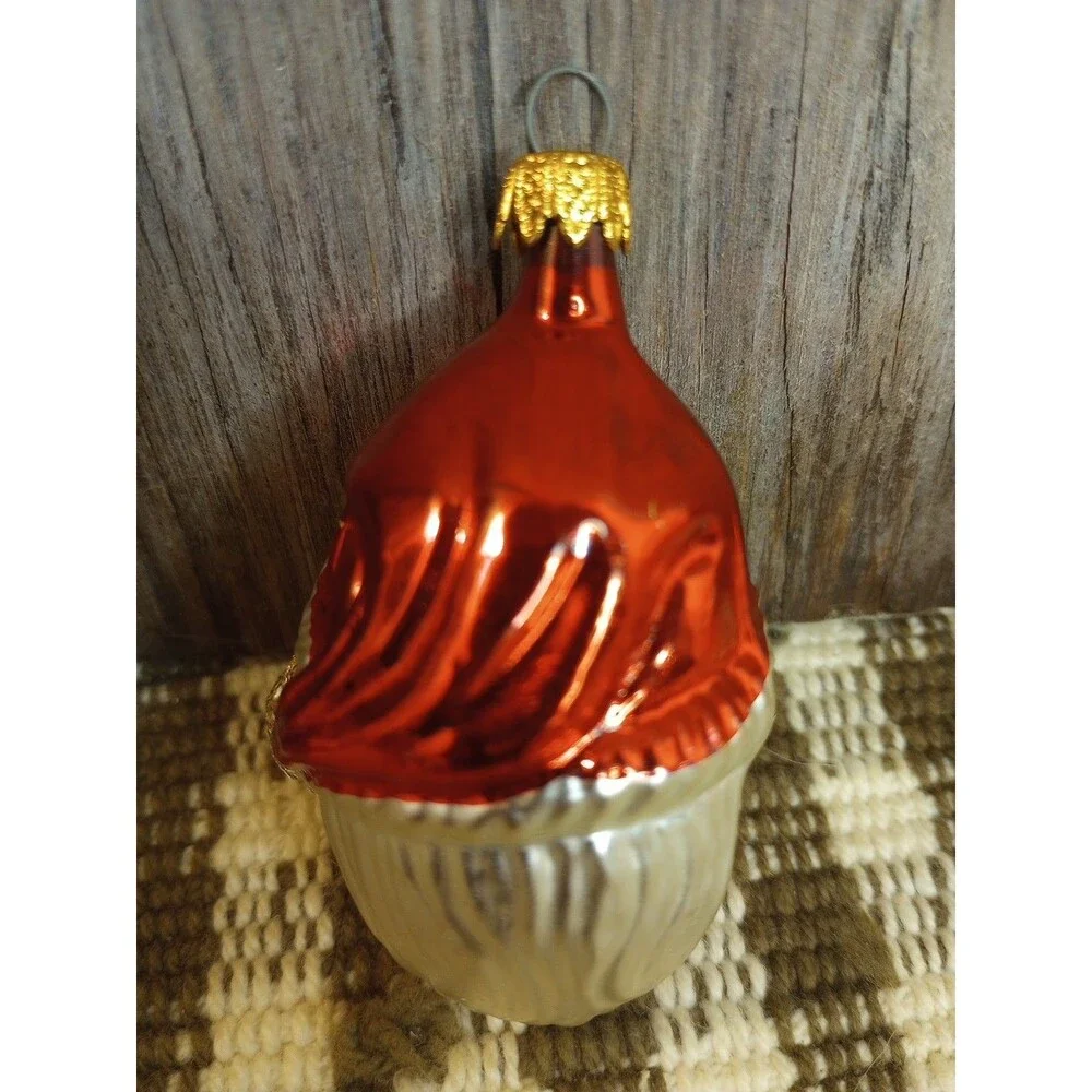 Vintage Blown Glass Santa Face Christmas Ornament Holiday Decor Columbia